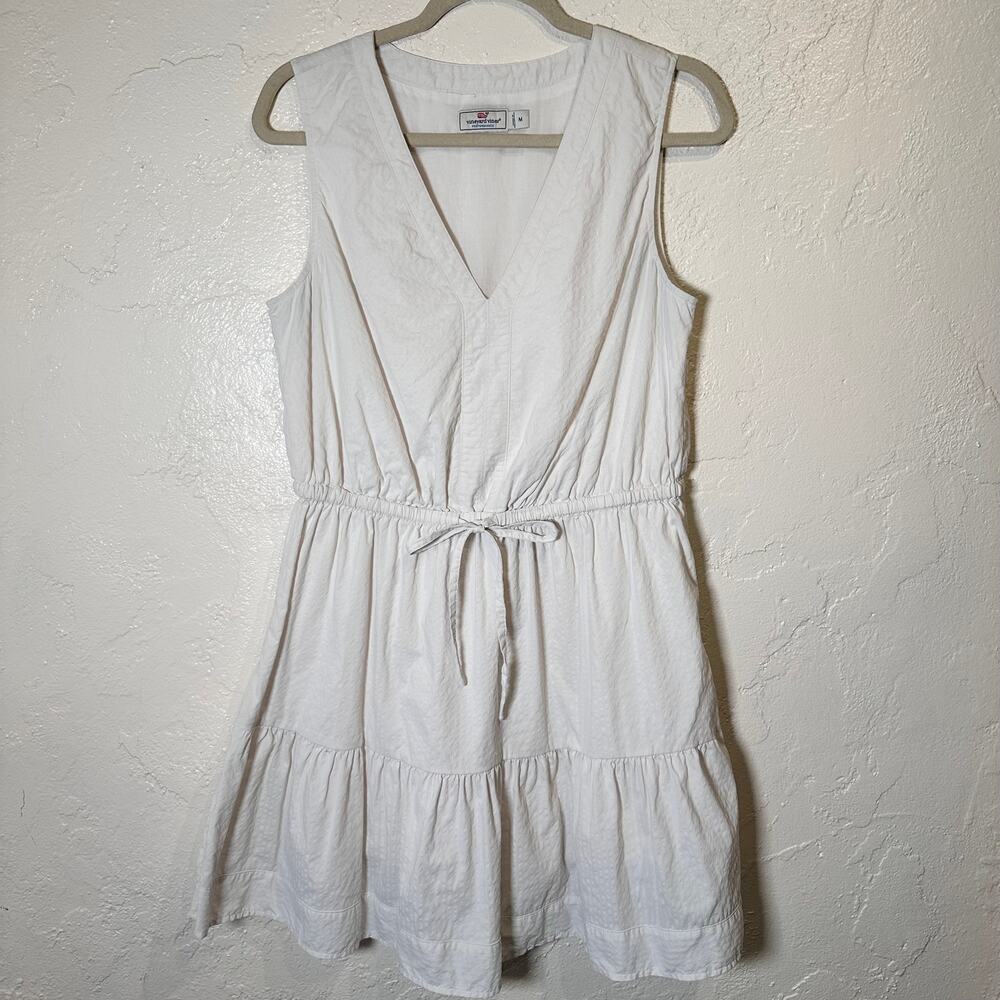 Vineyard Vines Performance Sleeveless Dress White Medium Lined V-Neck